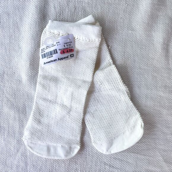 NWT Early 2000s American Apparel White Mesh Nylon Ankle Socks - Fishnet Low-Cut - Picture 1 of 4